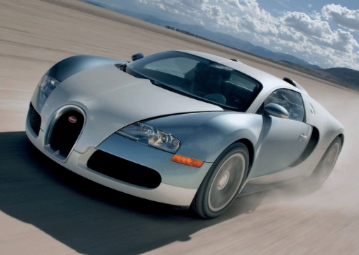 bugatti-veyron Die "andere" Bugatti Marke ist der schnellste Sportwagen der Welt - Hier bei einem Geschwindigkeitstest in der Salzwüste - Er hat 1001 PS und kostet über 1 Mio Euro - Lagerverkauf gibts da leider keinen